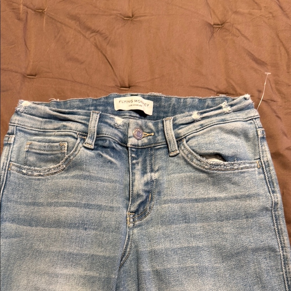 Flying Monkey Mid Rise Cropped Straight Light Blue Women's Jeans